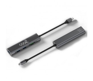 Hub Tipo-C Universal COOL 5 en 1 Aluminio (3 x USB 3.0 + SD + Micro SD)