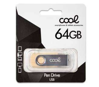 Memoria USB Pen Drive USB x64 GB 2.0 COOL Madera