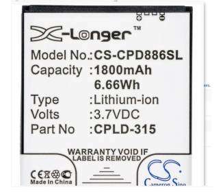 Battery For Vodafone Smart 4 Turbo , Part Number: CPLD-315