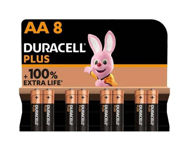 Pack De 8 Pilas Bateria AA Duracell Plus Extra Life LR6-MN1500AA8 1.5V Alcalinas