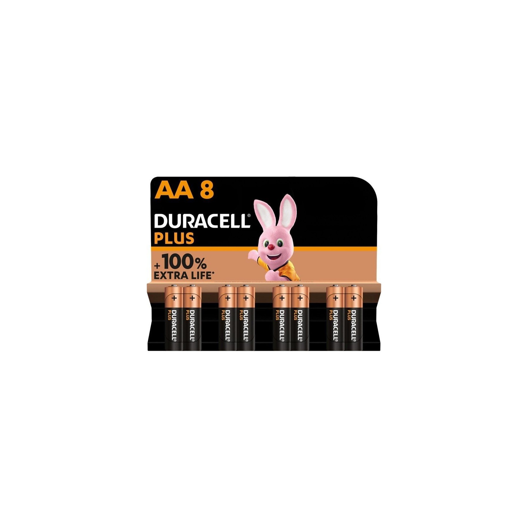 Pack De 8 Pilas Bateria AA Duracell Plus Extra Life LR6-MN1500AA8 1.5V Alcalinas