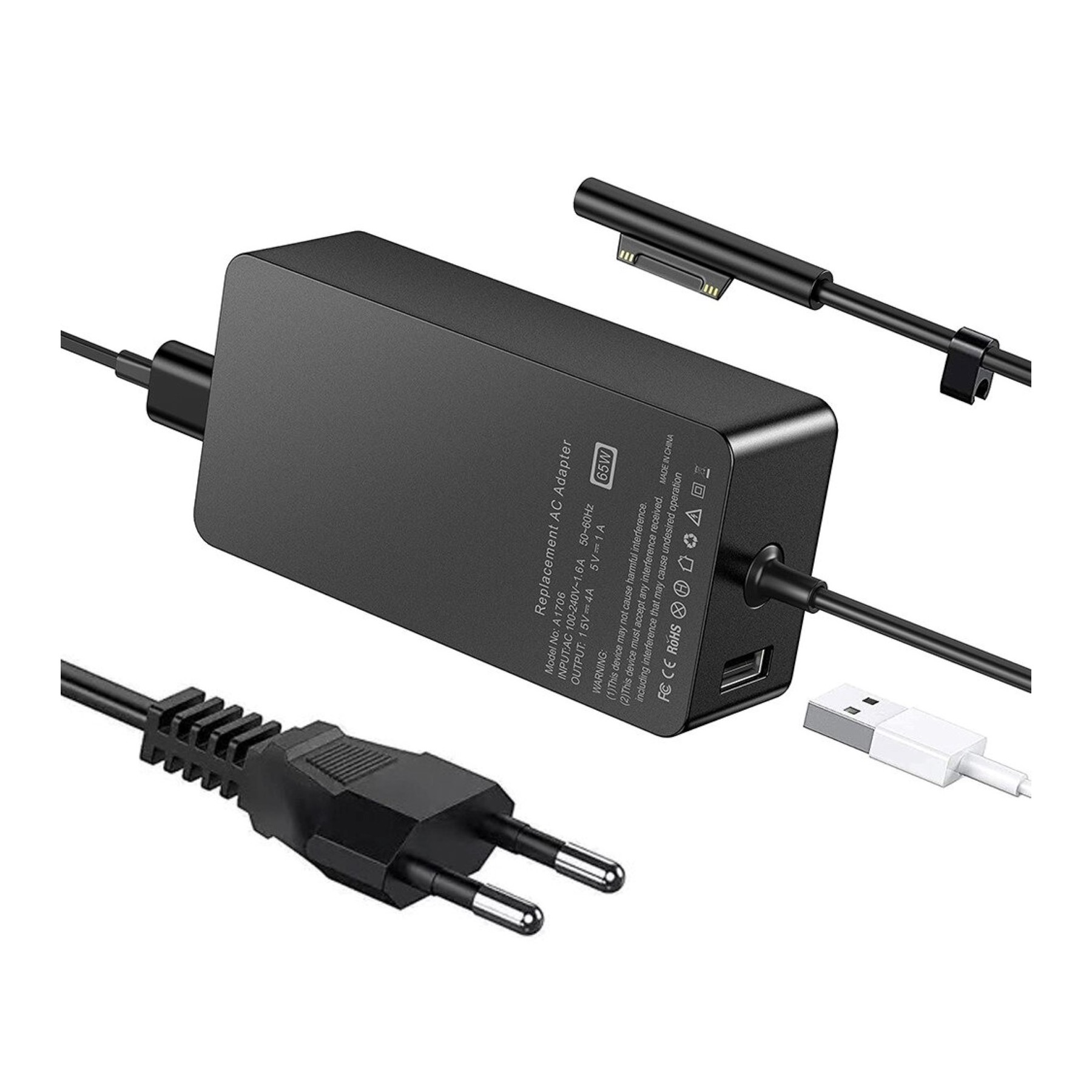 Cargador de Red compatible para Tablet Microsoft Surface Go Pro 3, 4, 6, 36W, 12V, 2.58A, OEM
