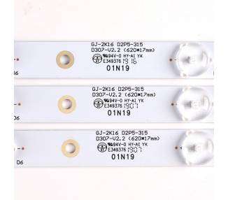 Kit Tiras de LED para TV Philips 32" 32PFS6401 KDL-32R330D 32PHS5301 LB32080 V0 32LH500D GJ-2K16 GEMINI 01P26 01N18 01N19