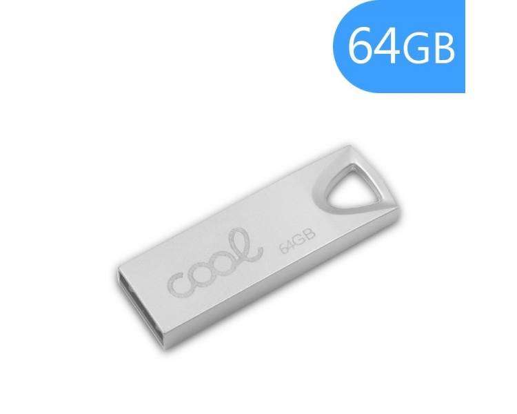 Memoria USB Pen Drive USB x64 GB 2.0 COOL Metal KEY Plata