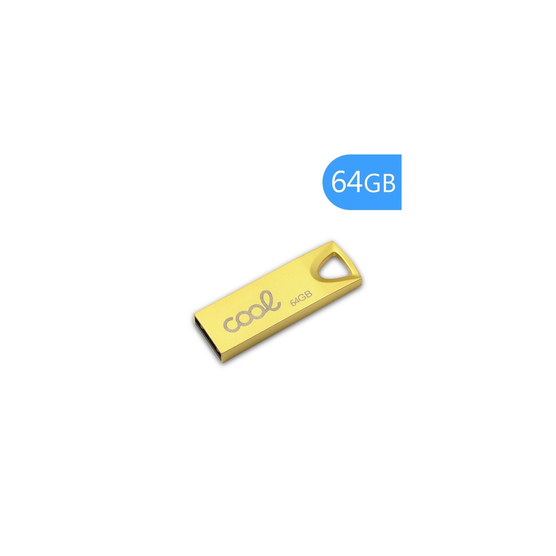 Memoria USB Pen Drive USB x64 GB 2.0 COOL Metal KEY Dorado