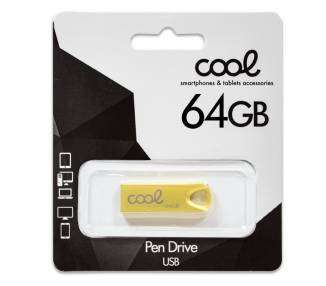 Memoria USB Pen Drive USB x64 GB 2.0 COOL Metal KEY Dorado