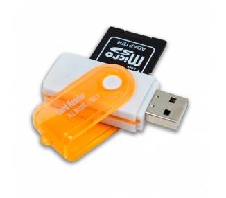 Lector USB Tarjetas Memoria Universal COOL (All in One) Blanco-Naranja