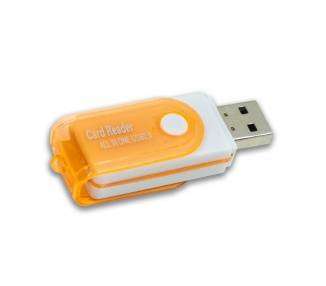 Memoria USB Lector USB Tarjetas Memoria Universal COOL (All in One) Blanco-Naranja