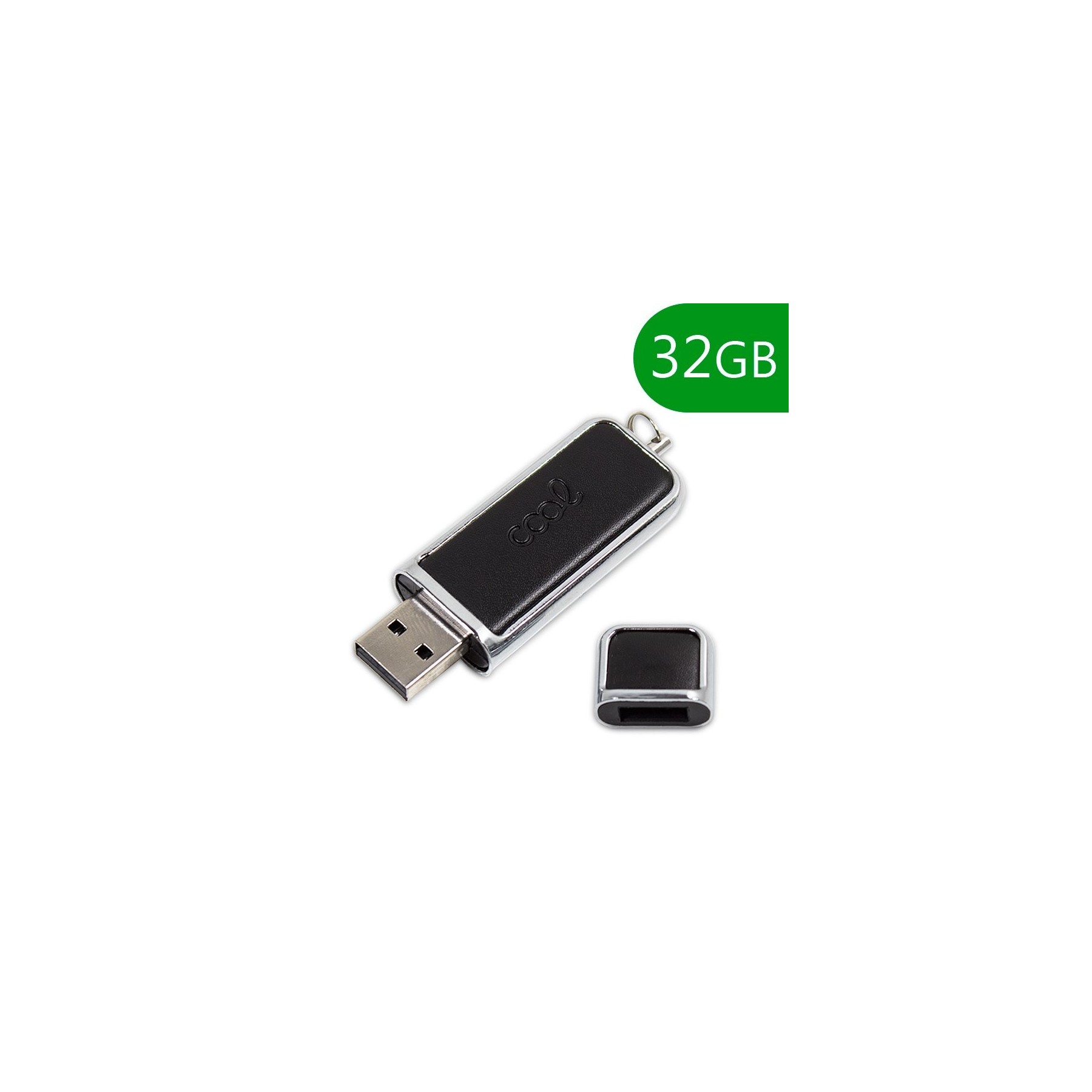 Memoria USB Pen Drive USB x32 GB 2.0 COOL Piel Leather Negro