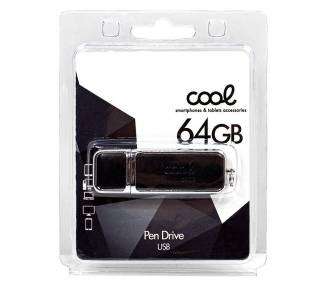 Memoria USB Pen Drive USB x64 GB 2.0 COOL Piel Leather Negro