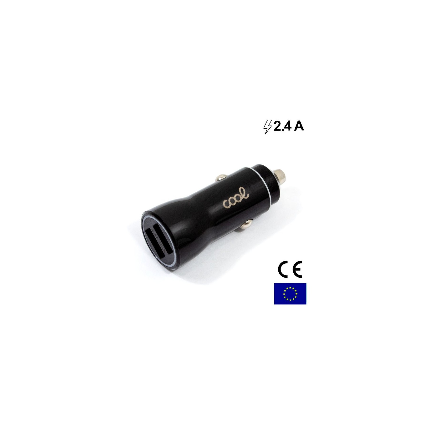 Cargador Coche Universal Doble Entrada Usb COOL Negro 2.4 Amp