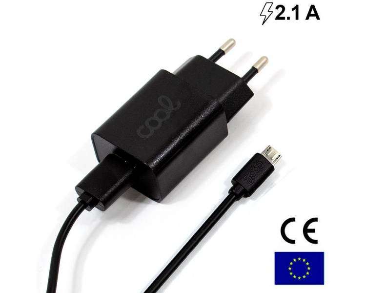 Cargador Red Conector Micro-usb COOL Universal 2.1Amp Kit 2 en 1 Negro
