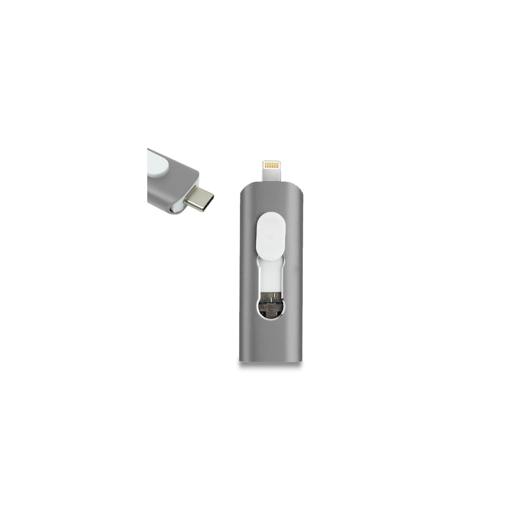 Memoria USB Pen Drive USB x32 GB COOL (3 En 1) Lightning / Tipo-C / Micro-USB Gris