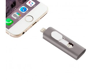 Memoria USB Pen Drive USB x32 GB COOL (3 En 1) Lightning / Tipo-C / Micro-USB Gris