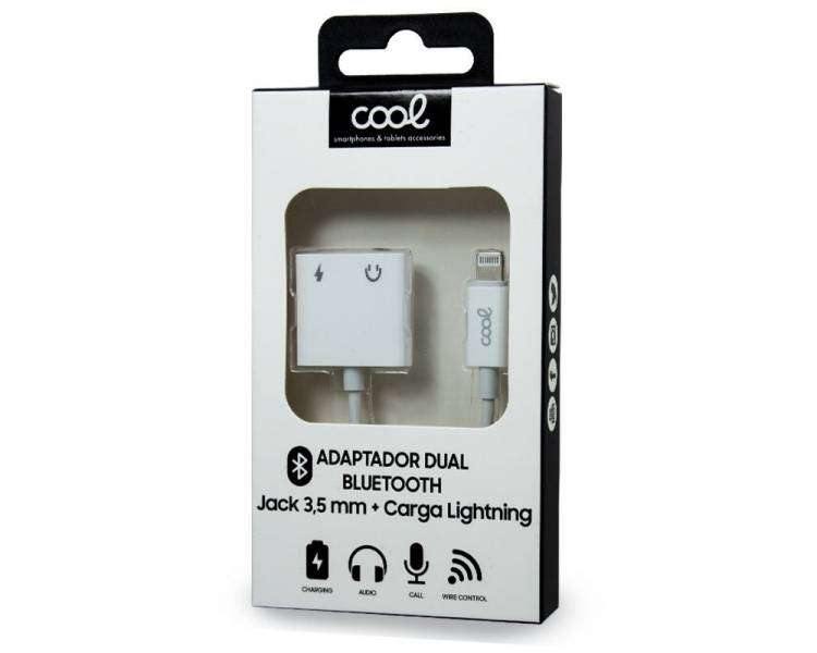 Adaptador Dual Bluetooth Jack 3,5 mm + Carga Lightning COOL