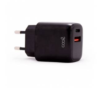 Cargador Red Universal Fast Charger (PD) Dual Tipo-C / USB COOL (20W) Negro