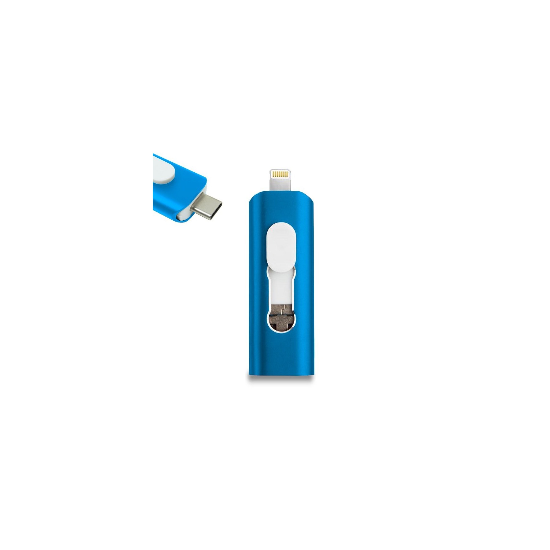 Memoria USB Pen Drive USB x64 GB COOL (3 en 1) Lightning / Tipo-C / Micro-USB Azul