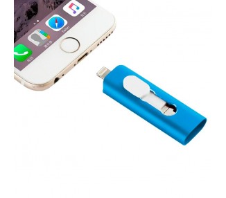 Memoria USB Pen Drive USB x64 GB COOL (3 en 1) Lightning / Tipo-C / Micro-USB Azul