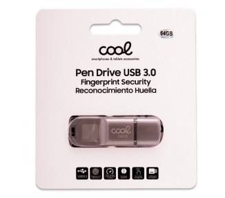 Memoria USB Pen Drive USB x64 GB COOL 3.0 Security (Huella Dactilar)