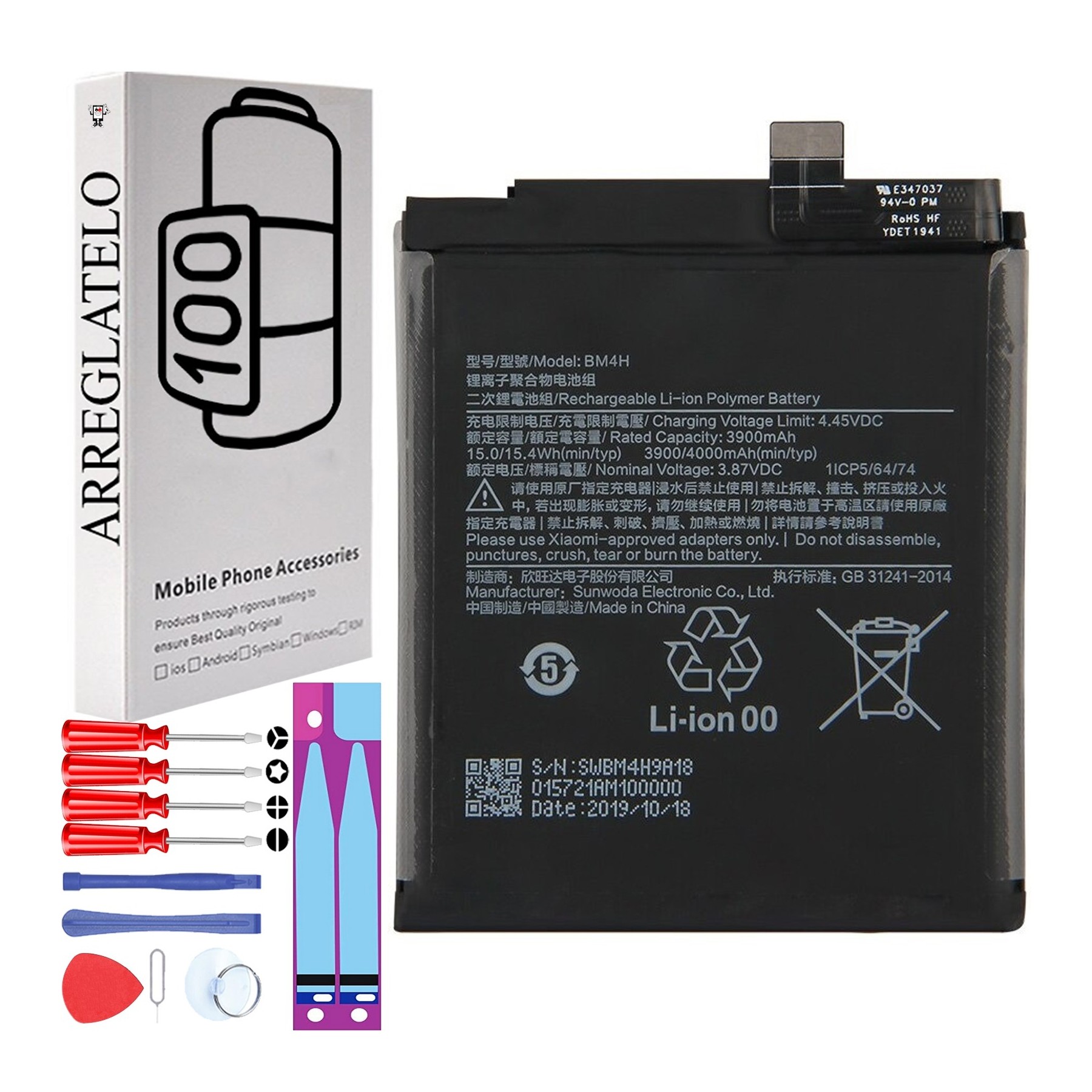 Bateria para Xiaomi 9 Pro, Mi 9 Pro, Mi9 Pro 5G, MPN Original: BM4H