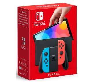 Consola Nintento Switch Versión Oled Azul Rojo Neón, con Base, 2 Mandos Joy-Con