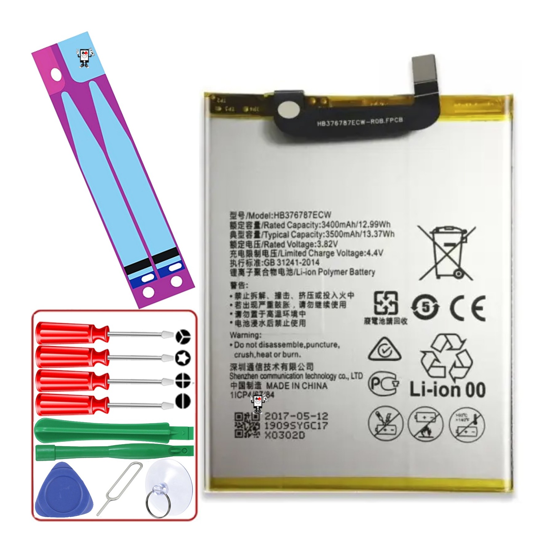 Bateria Para Huawei Honor V8, V8 Premium, MPN Original: Hb376787Ecw