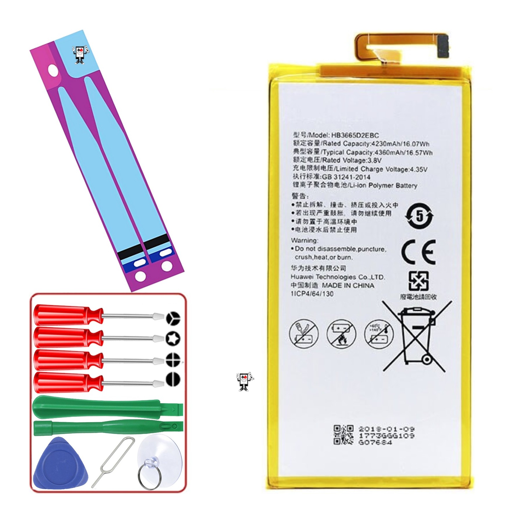 Bateria Para Huawei P8 Max, Mpn Original: Hb3665D2Ebc