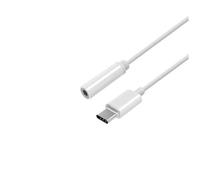 Adaptador USB Tipo C M a Jack 3.5 H Aisens 15CM Blanco