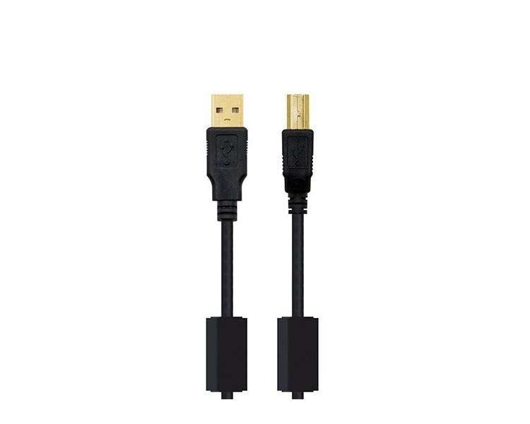 CABLE FERRITA USB(A) 2.0 A USB(B) 2.0 NANOCABLE 5M NEGRO
