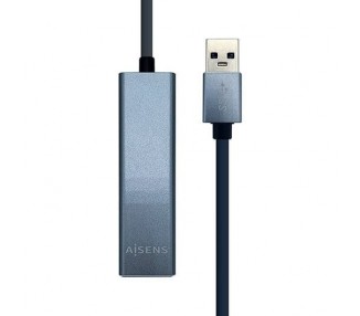 HUB 3 PUERTOS USB 3.2 + RJ-45 AISENS TYPE-A GRIS