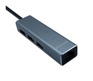 HUB 3 PUERTOS USB 3.2 + RJ-45 AISENS TYPE-C GRIS