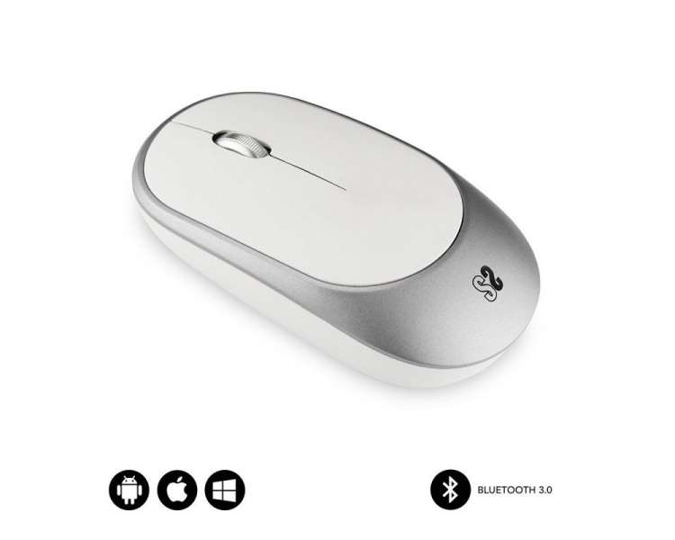 Ratón inalámbrico por bluetooth subblim smart/ batería recargable/ hasta 1600 dpi/ blanco y plata