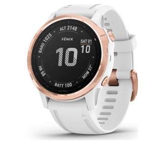 Smartwatch garmin fénix 6s pro/ notificaciones/ frecuencia cardíaca/ gps/ rosa oro y blanco