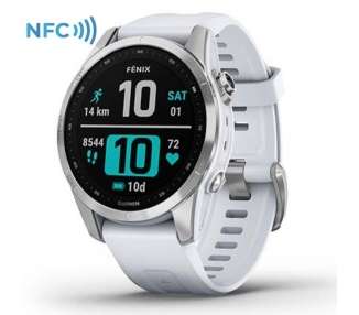 Smartwatch garmin fénix 7s/ notificaciones/ frecuencia cardíaca/ gps/ plata y blanco