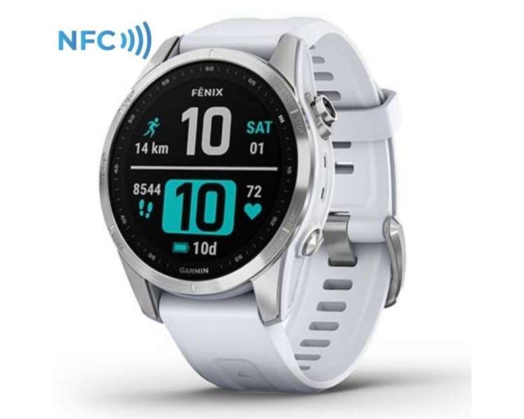 Smartwatch garmin fénix 7s/ notificaciones/ frecuencia cardíaca/ gps/ plata y blanco