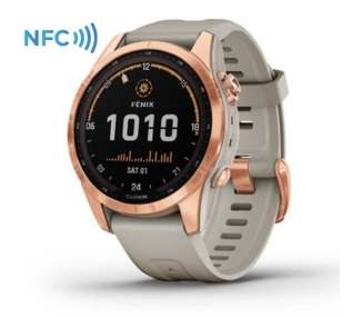 Smartwatch garmin fénix 7s solar/ notificaciones/ frecuencia cardíaca/ gps/ oro rosa y beige