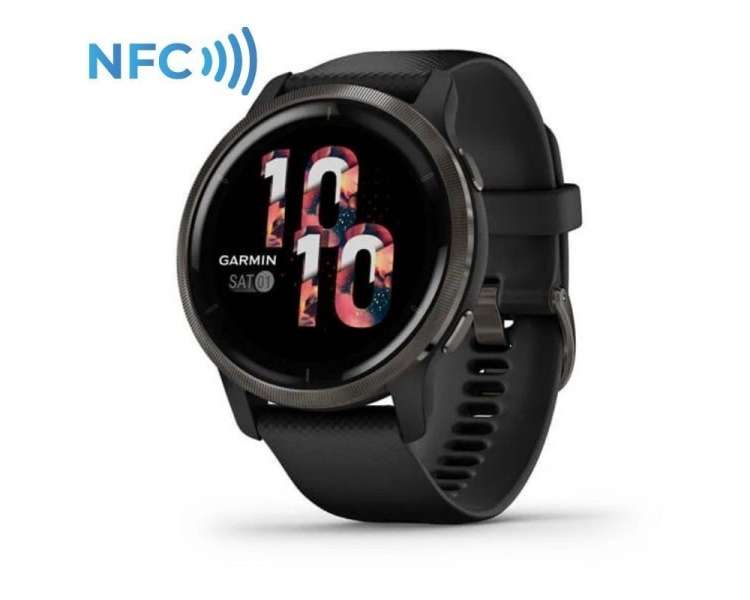 Smartwatch garmin venu 2 notificaciones/ frecuencia cardíaca/ gps/ negro y pizarra