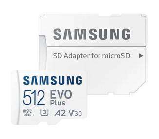 Tarjeta de memoria samsung evo plus 2021 512gb microsd xc con adaptador/ clase 10/ 130mbs