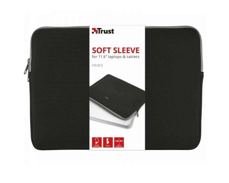 Funda trust primo soft sleeve para portátiles/ tablets hasta 11.6'/ negra