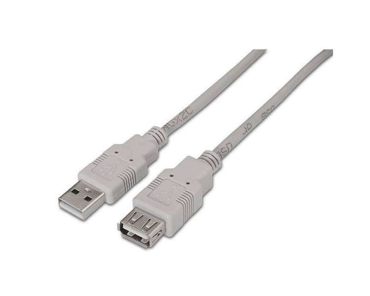 Cable alargador usb 2.0 aisens a101-0013/ usb macho - usb hembra/ 1.8m/ beige