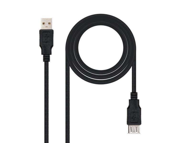Cable alargador usb 2.0 nanocable 10.01.0202-bk/ usb macho - usb hembra/ 1m/ negro