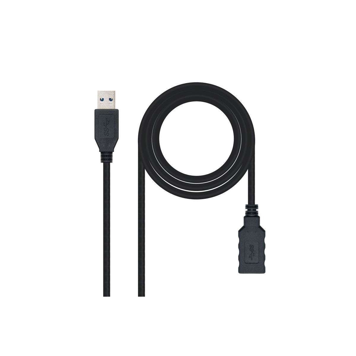 Cable alargador usb 3.0 nanocable 10.01.0901-bk/ usb macho - usb hembra/ 1m/  negro