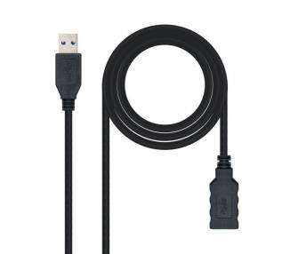 Cable alargador usb 3.0 nanocable 10.01.0901-bk/ usb macho - usb hembra/ 1m/ negro