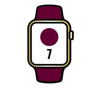 Apple watch series 7/ gps/ cellular/ 41 mm/ caja de acero oro/ correa deportiva cereza oscuro