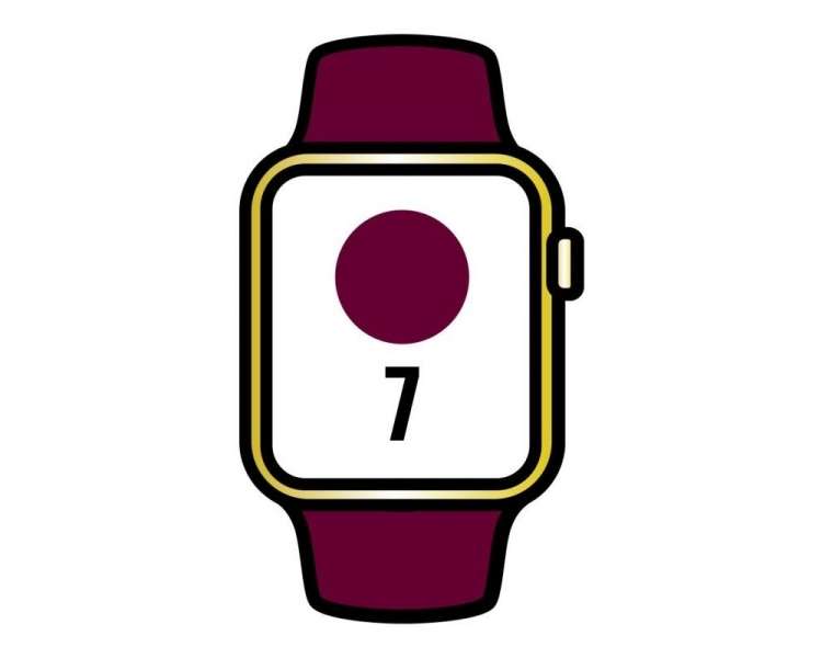 Apple watch series 7/ gps/ cellular/ 41 mm/ caja de acero oro/ correa deportiva cereza oscuro