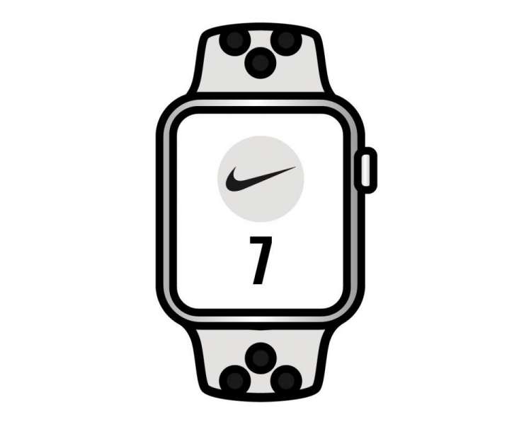 Apple watch series 7/ nike/ gps/ cellular/ 41 mm/ caja de aluminio en plata/ correa deportiva nike platino negro
