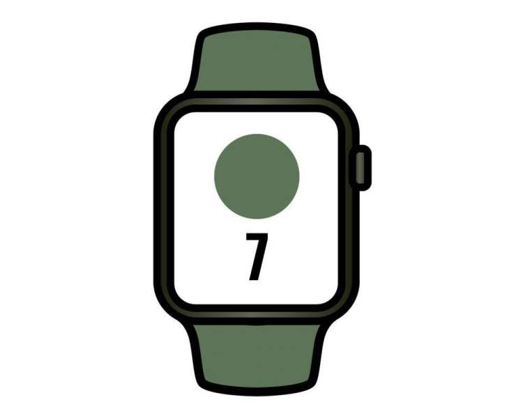 Apple watch series 7/ gps/ 41 mm/ caja de aluminio en verde/ correa deportiva verde trebol