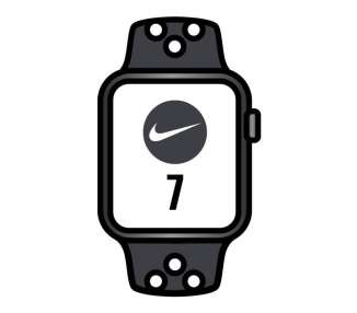 Apple watch series 7/ nike/ gps/ 41 mm/ caja de aluminio en negro medianoche/ correa deportiva nike antracita negro