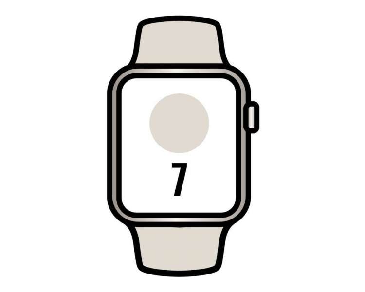 Apple watch series 7/ gps/ 45 mm/ caja de aluminio en blanco estrella/ correa deportiva blanco estrella