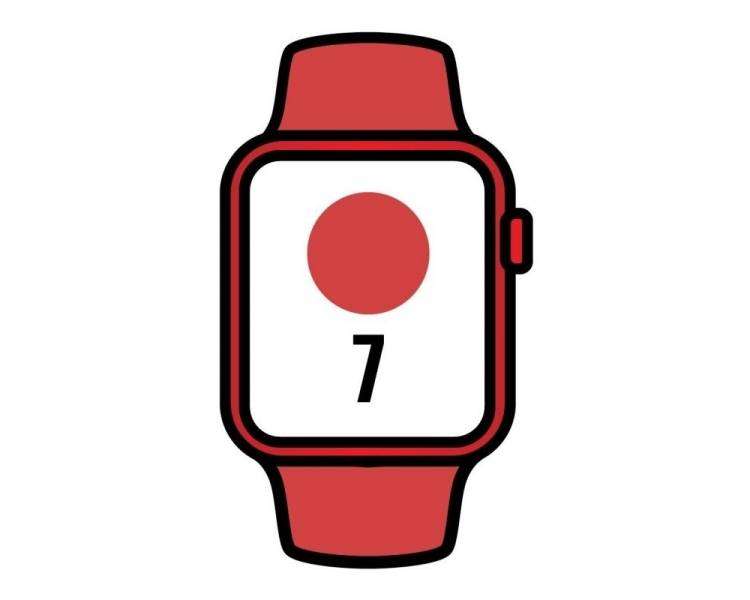 Apple watch series 7/ gps/ 45 mm/ caja de aluminio en rojo/ correa deportiva roja